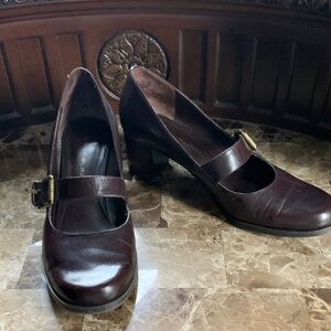 Brown Heeled Mary Jane Shoes